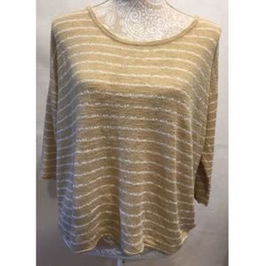 J Jill Stripe 3/4 Sleeve Sweater Knit Top Size M